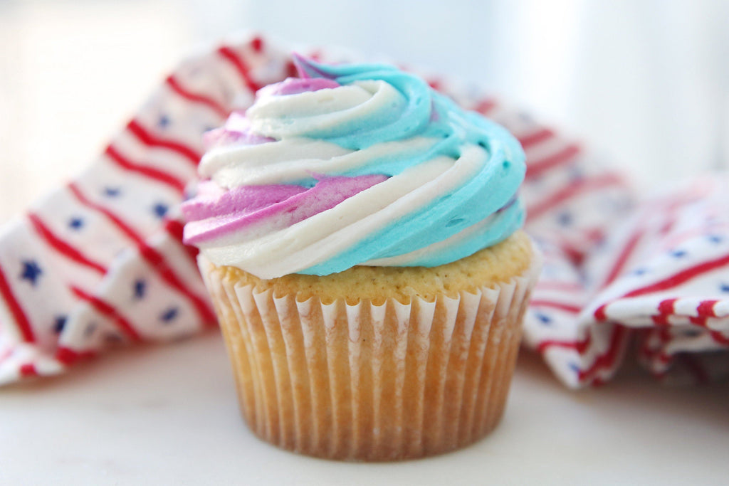 Red, White and Blue Swirl Top Cupcakes